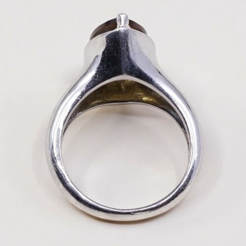 Sz 7.25, Vintage Sterling Silver handmade Ring, 925 Silver Cocktail W/ citrine