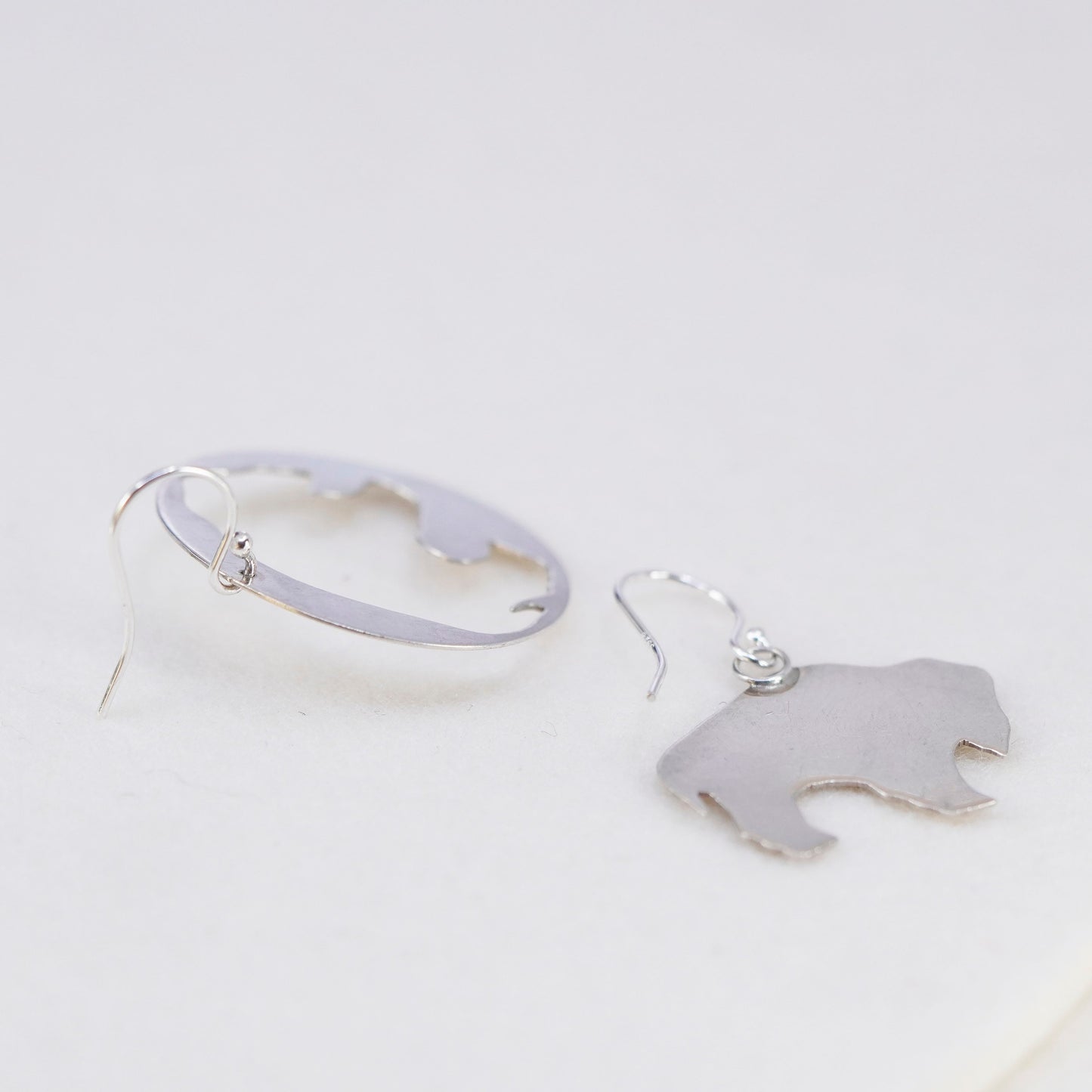 Vintage Sterling 925 silver handmade yak cow earrings