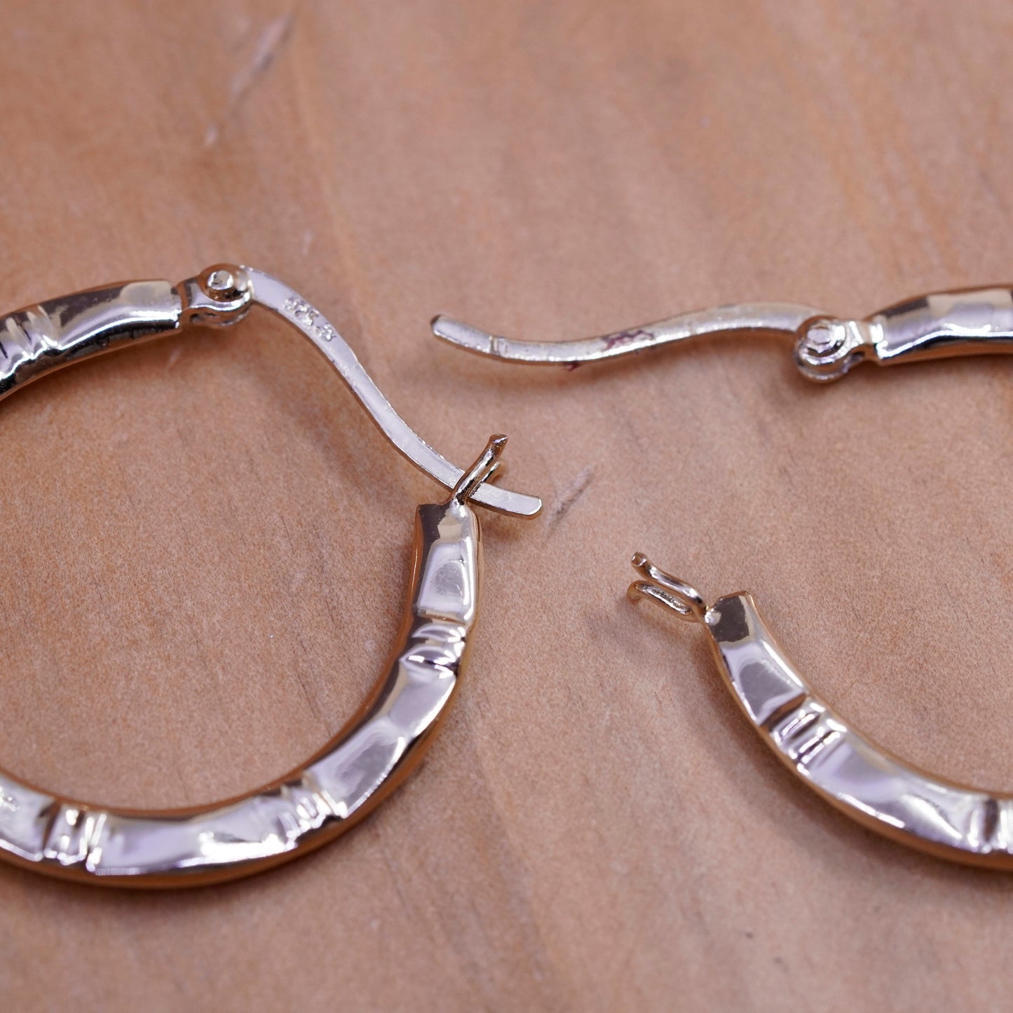 1”, vermeil gold over Sterling silver earrings, entwined 925 hoops