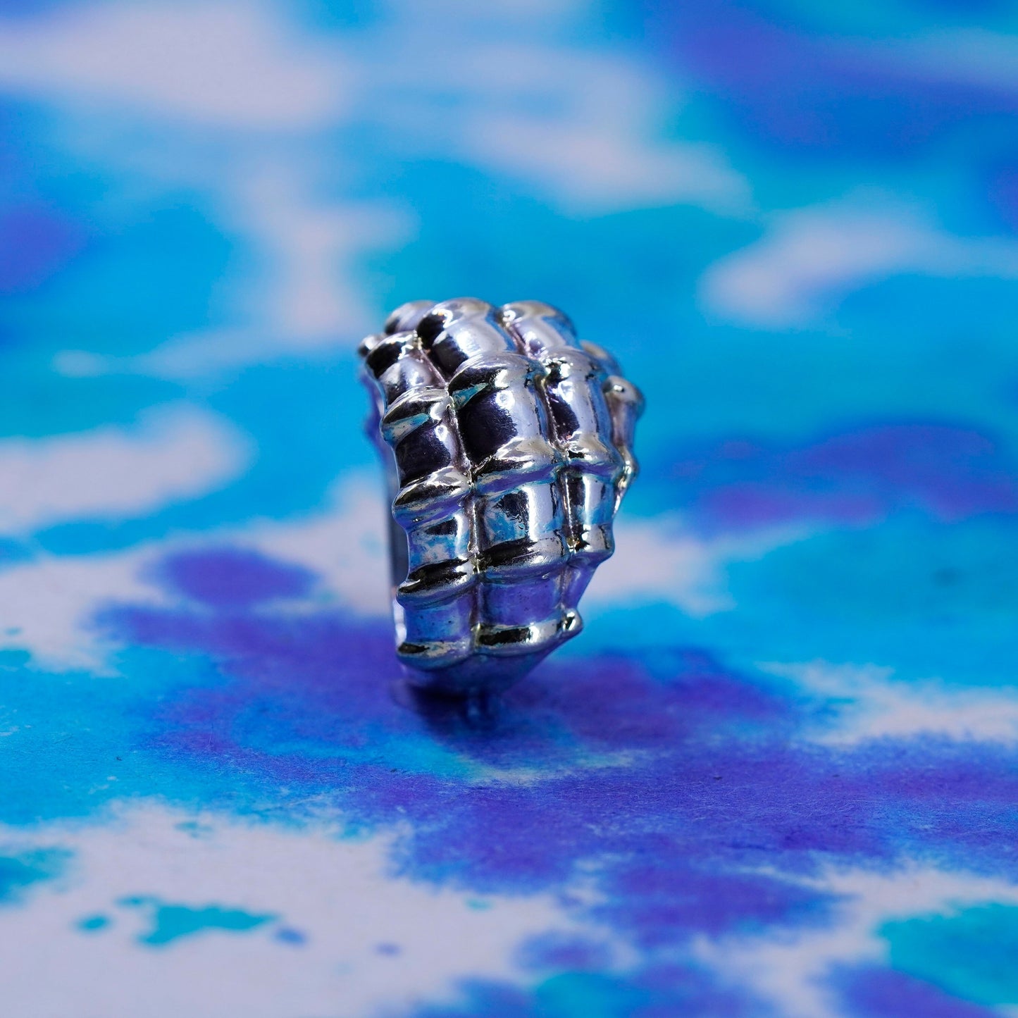 Size 6, minimalist Sterling silver handmade ribbed ring, 925 statement band