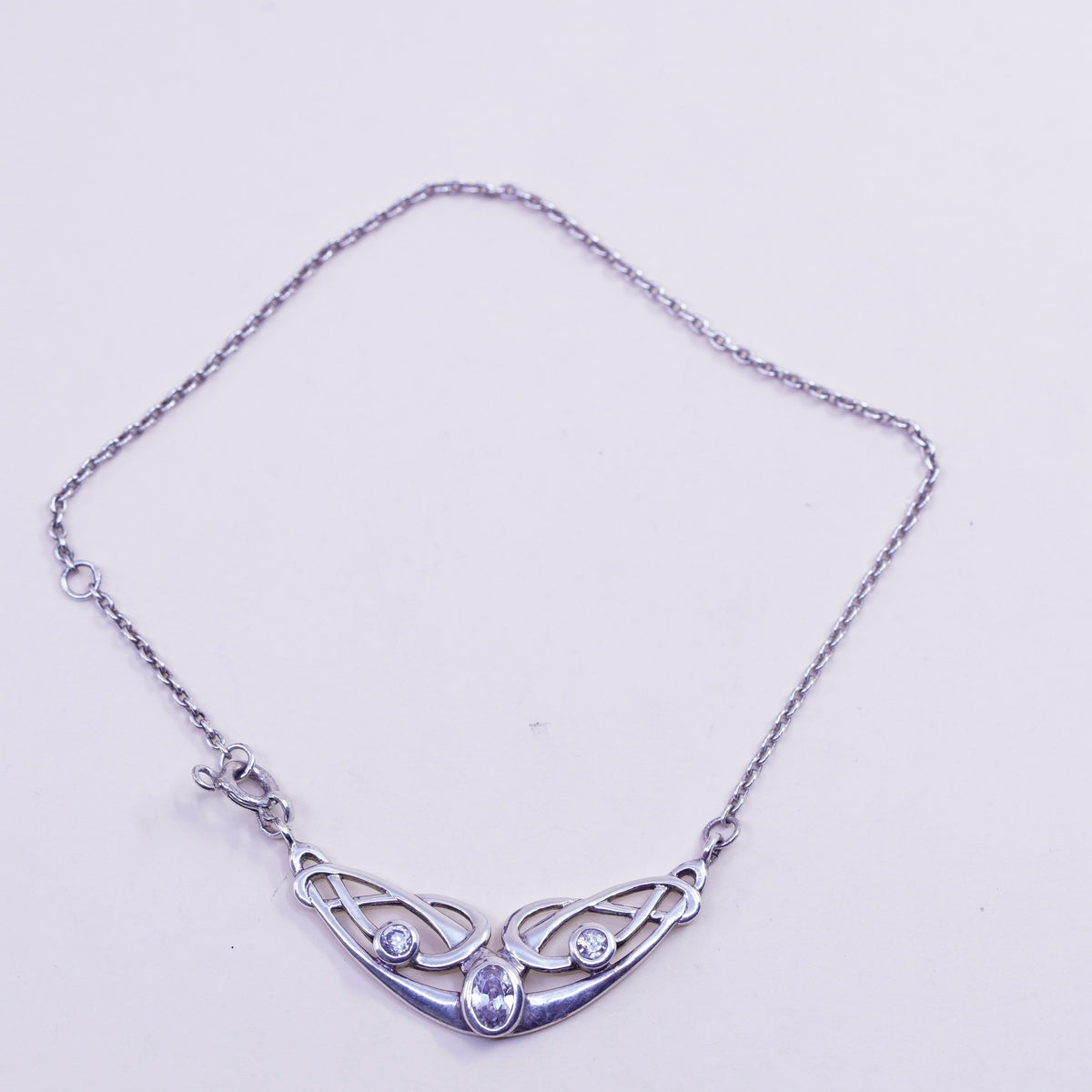 9.25”, sterling silver anklet, 925 circle link chain bracelet Irish Celtic knot