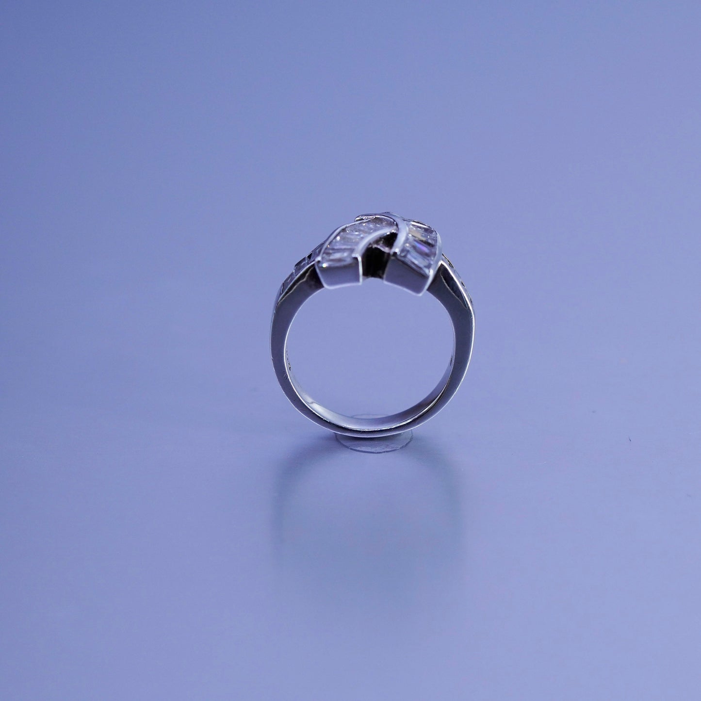 Size 7.25, vintage Sterling 925 silver handmade engagement ring with Cz