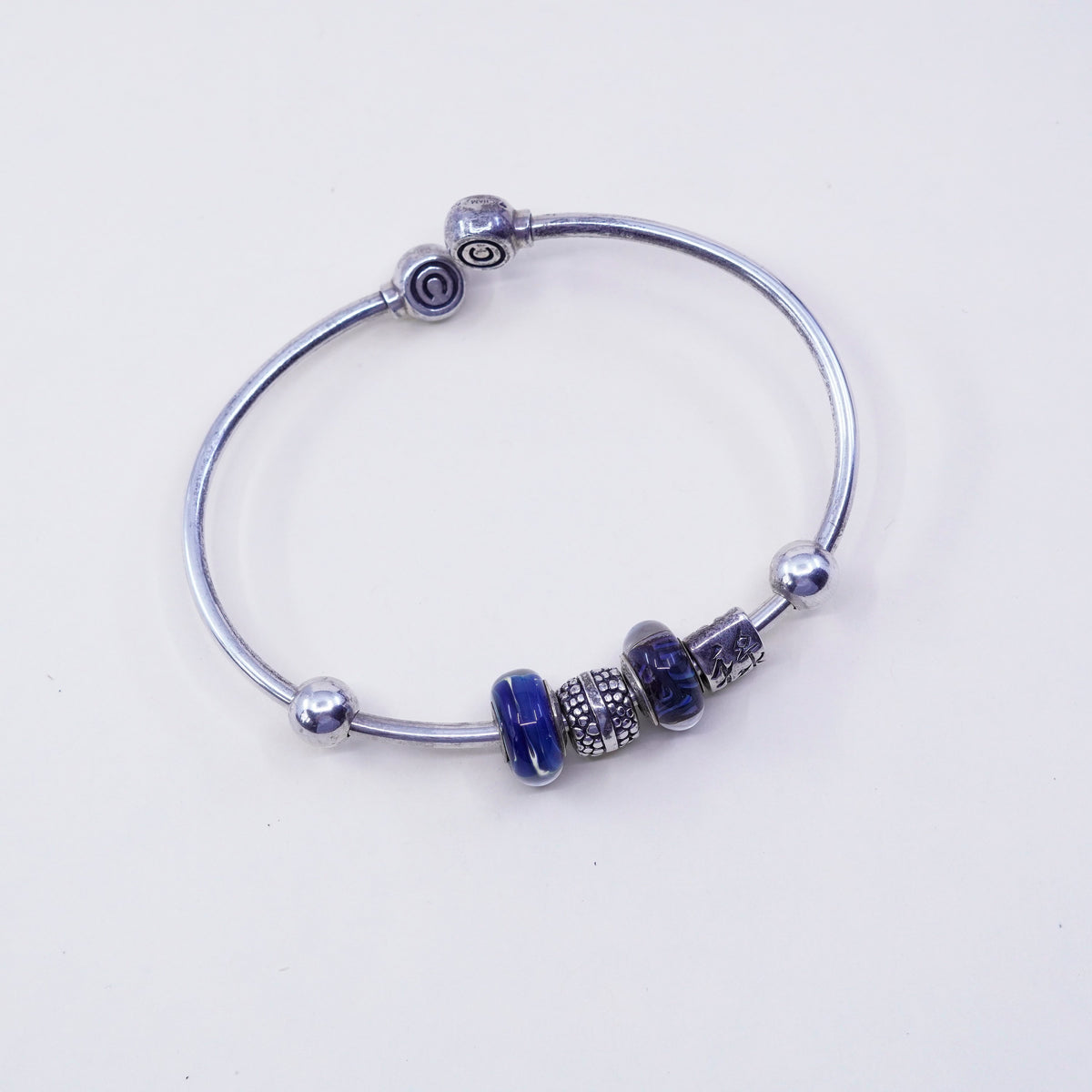 6.75”, vtg CHAMILIA CHAM sterling silver bracelet, 925 wrap bangle happiness