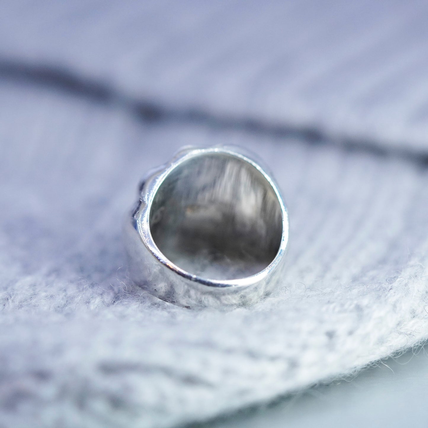 Size 5.5, vintage Sterling 925 silver handmade ring, modern ribbed band