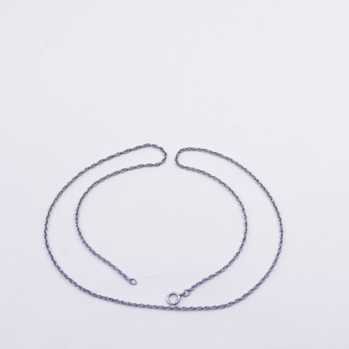 18” 1.6mm, vintage sterling silver necklace, 925 Singapore rope chain