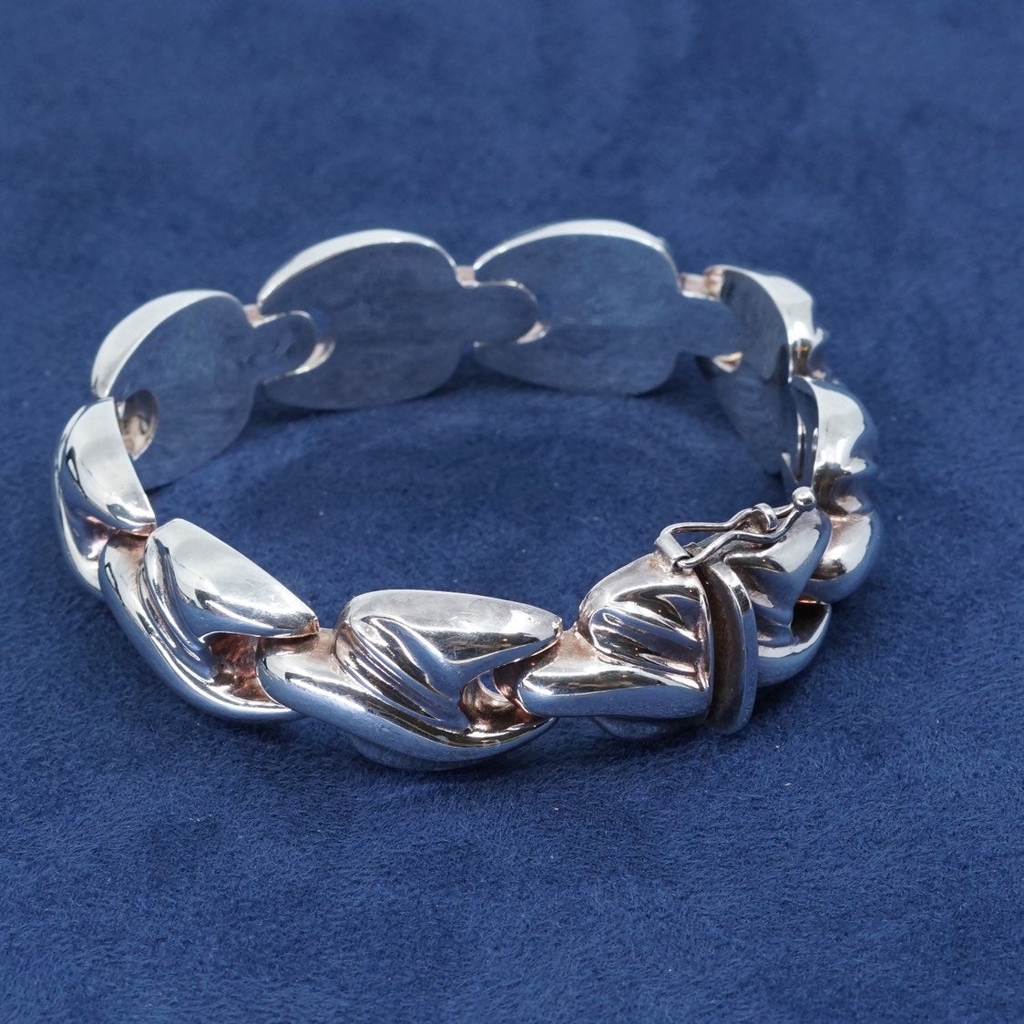 7", 16mm, vtg IBB Sterling silver handmade 925 puffy retro bracelet
