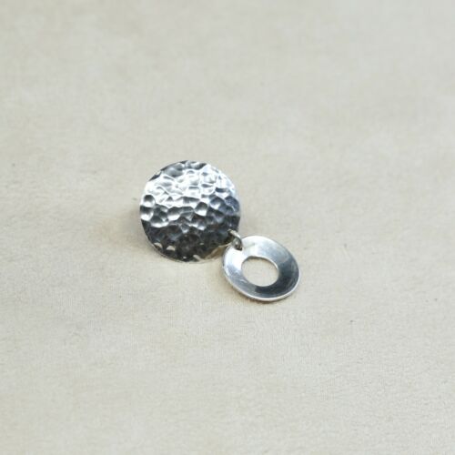 VINTAGE Taxco Sterling Silver .925 CLIP ON EARRINGS, hammered disk circle