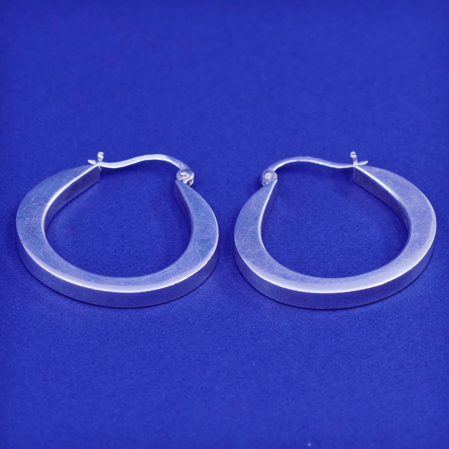 1.25”, vintage Sterling silver handmade hoop earrings, bold 925 huggie