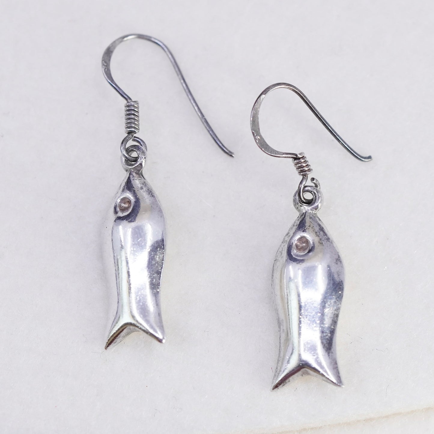 Vintage Sterling 925 silver fish earrings
