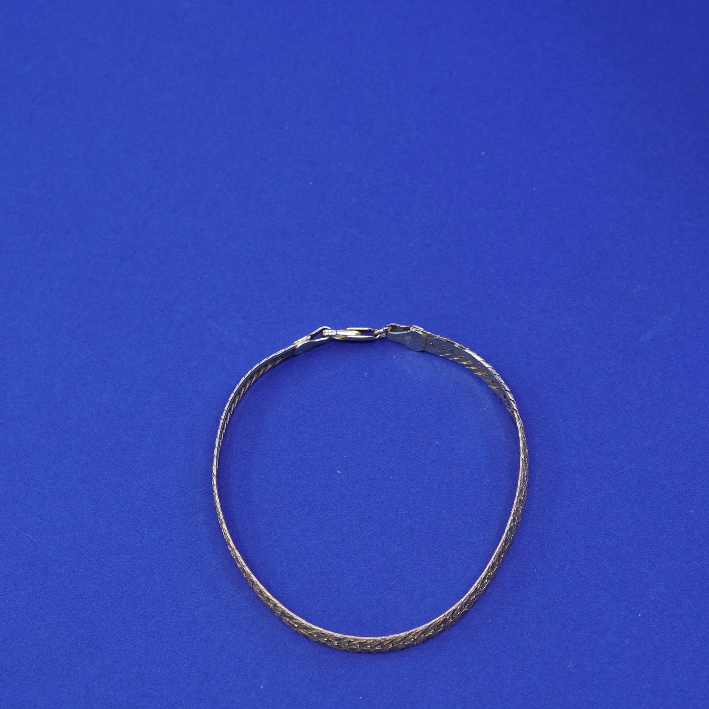 7.75”, vintage vermeil gold over Sterling silver bracelet 925 herringbone chain
