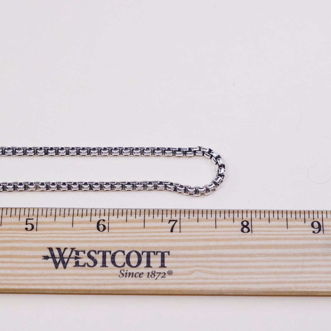 16", vtg sterling silver Italy 925 silver box chain, necklace, 925 italy