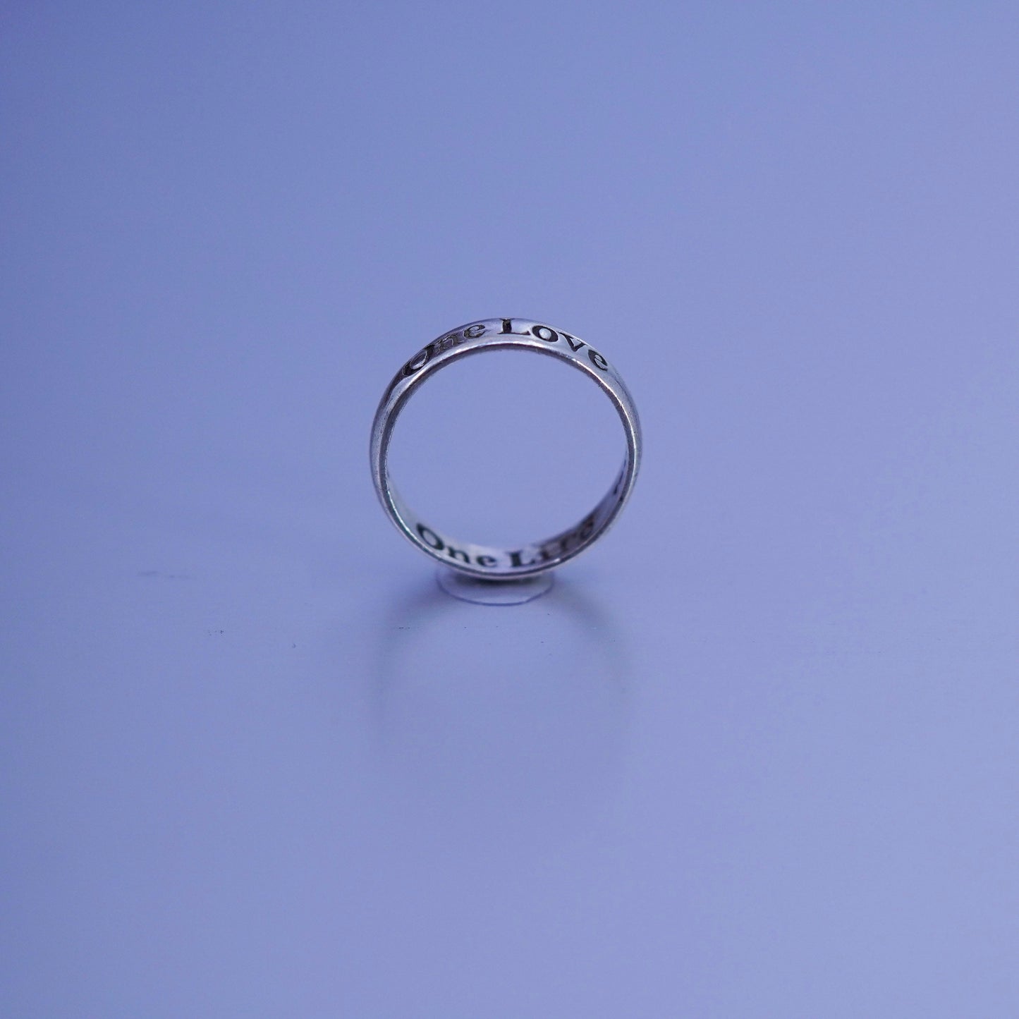 Size 7, southwestern Sterling 925 silver wedding ring, band “one love one life