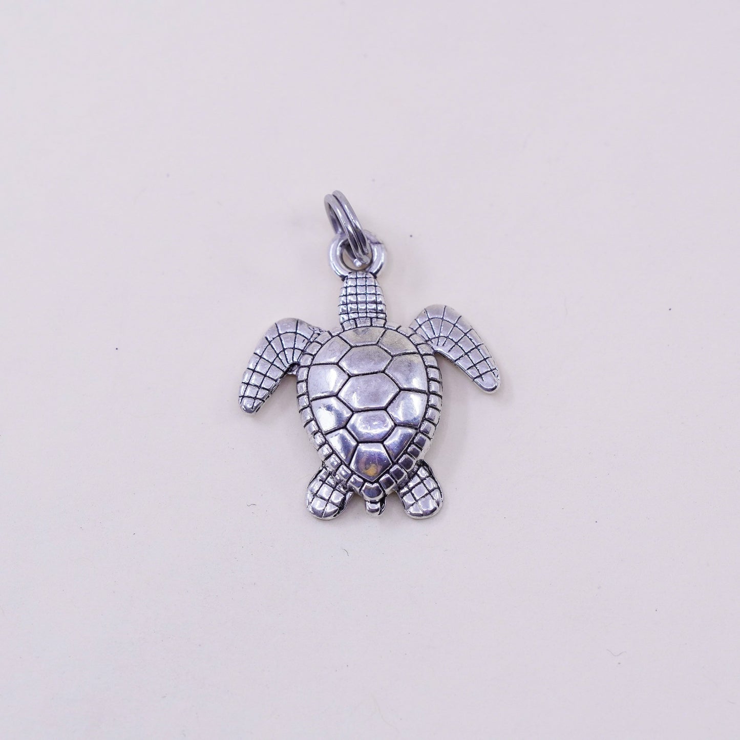Vintage sterling silver handmade pendant, 925 turtle charm