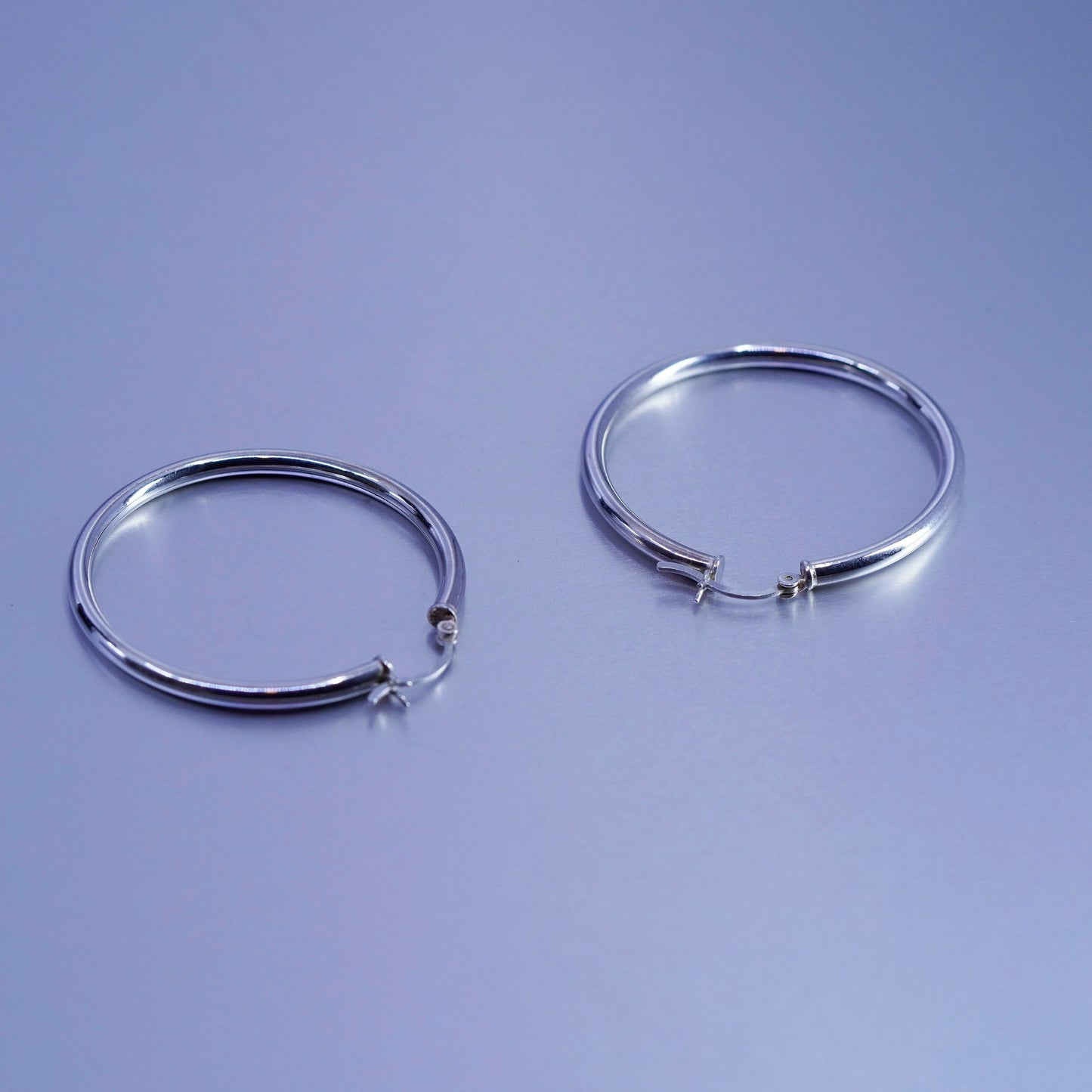 1.5”, vintage Italy Sterling silver handmade earrings, bold 925 hoops
