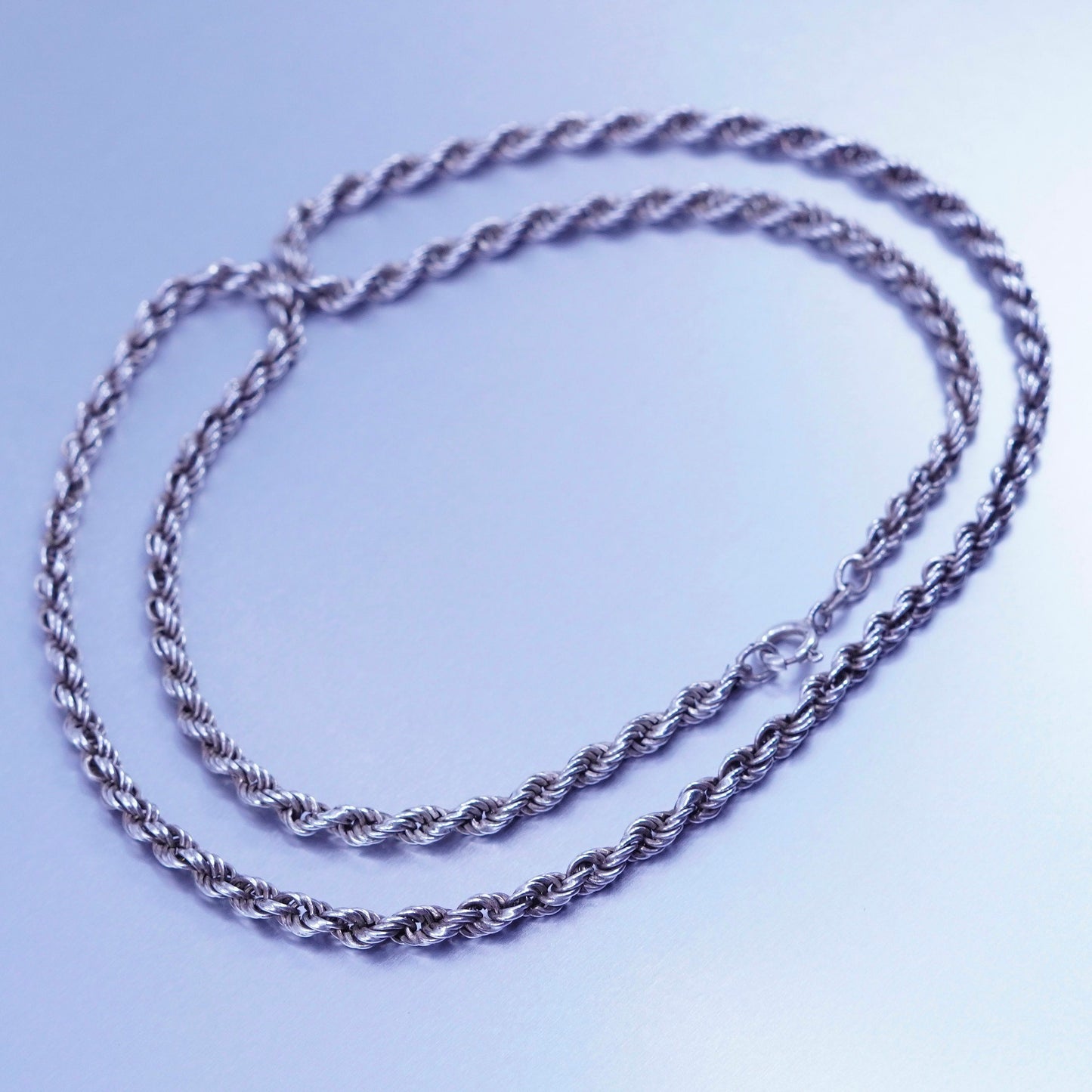 24” 4mm, vintage Italy Sterling 925 silver bold rope chain necklace