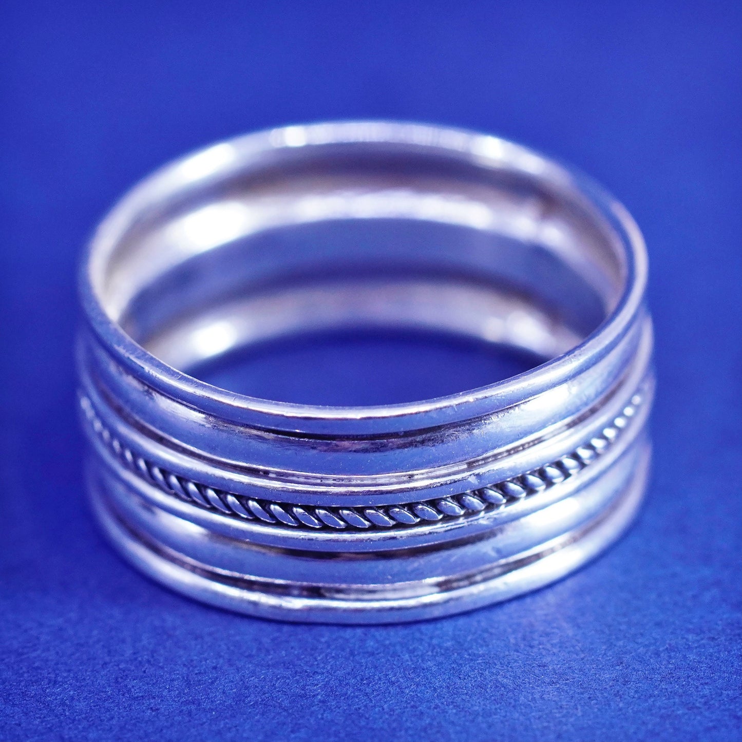 Size 10.25, Sterling silver handmade woven braided textured ring, 925 band