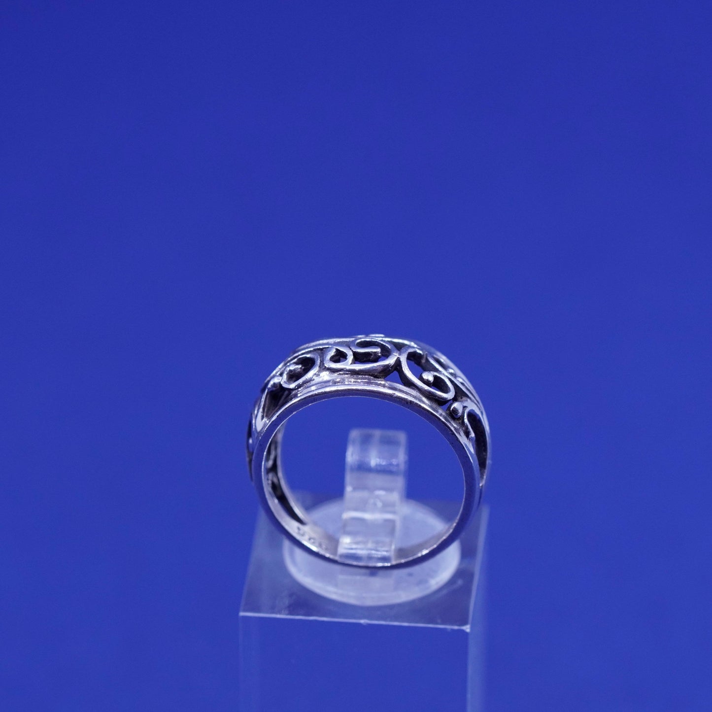 Size 6.5, vintage Sterling silver handmade ring, 925 filigree swirly band