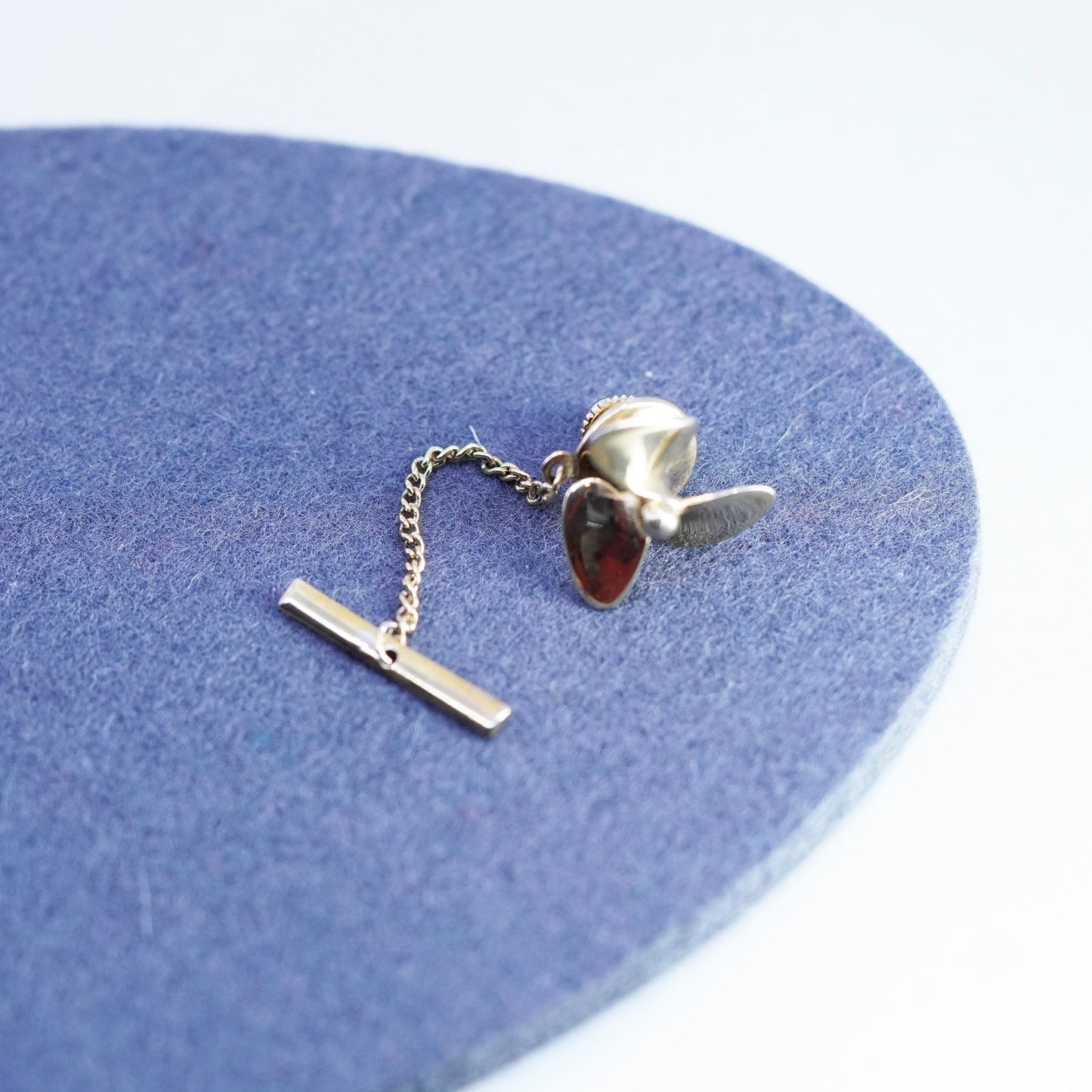 Vintage vermeil gold filled sterling 925 silver handmade pin, 925 fan propeller