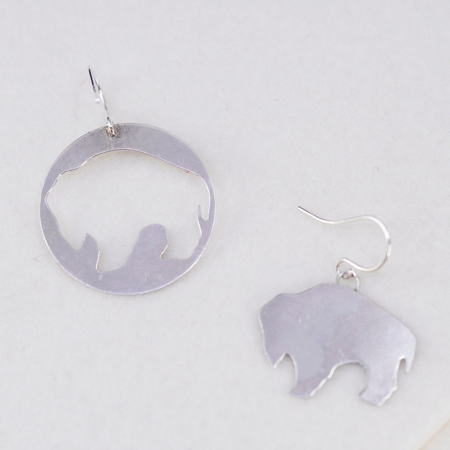 Vintage Sterling 925 silver handmade yak cow earrings