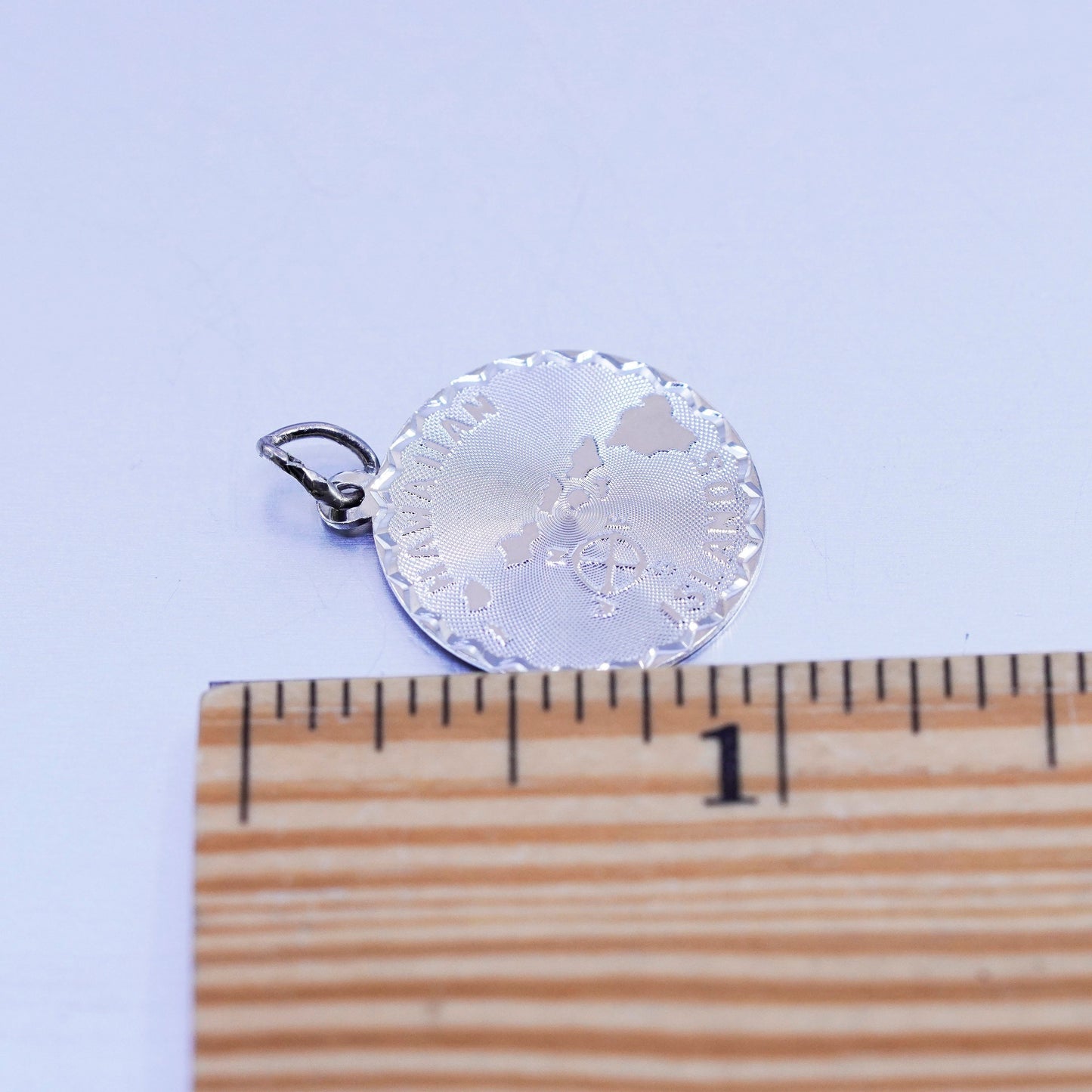 Vintage sterling 925 silver handmade Hawaiian islands pendant tag charm