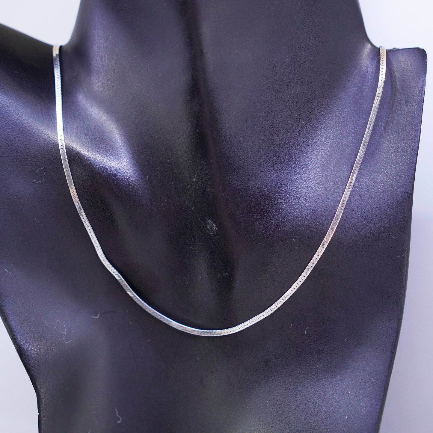 18” 2mm, vintage Italy Sterling 925 silver herringbone chain necklace