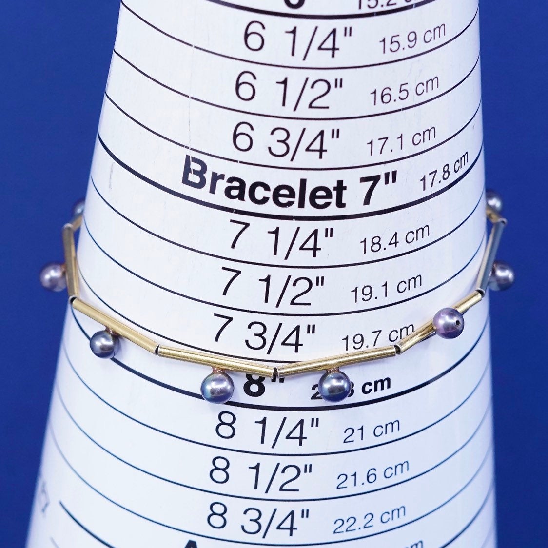 8", vermeil gold sterling silver handmade bracelet, 925 bar chain w/ pearl bead