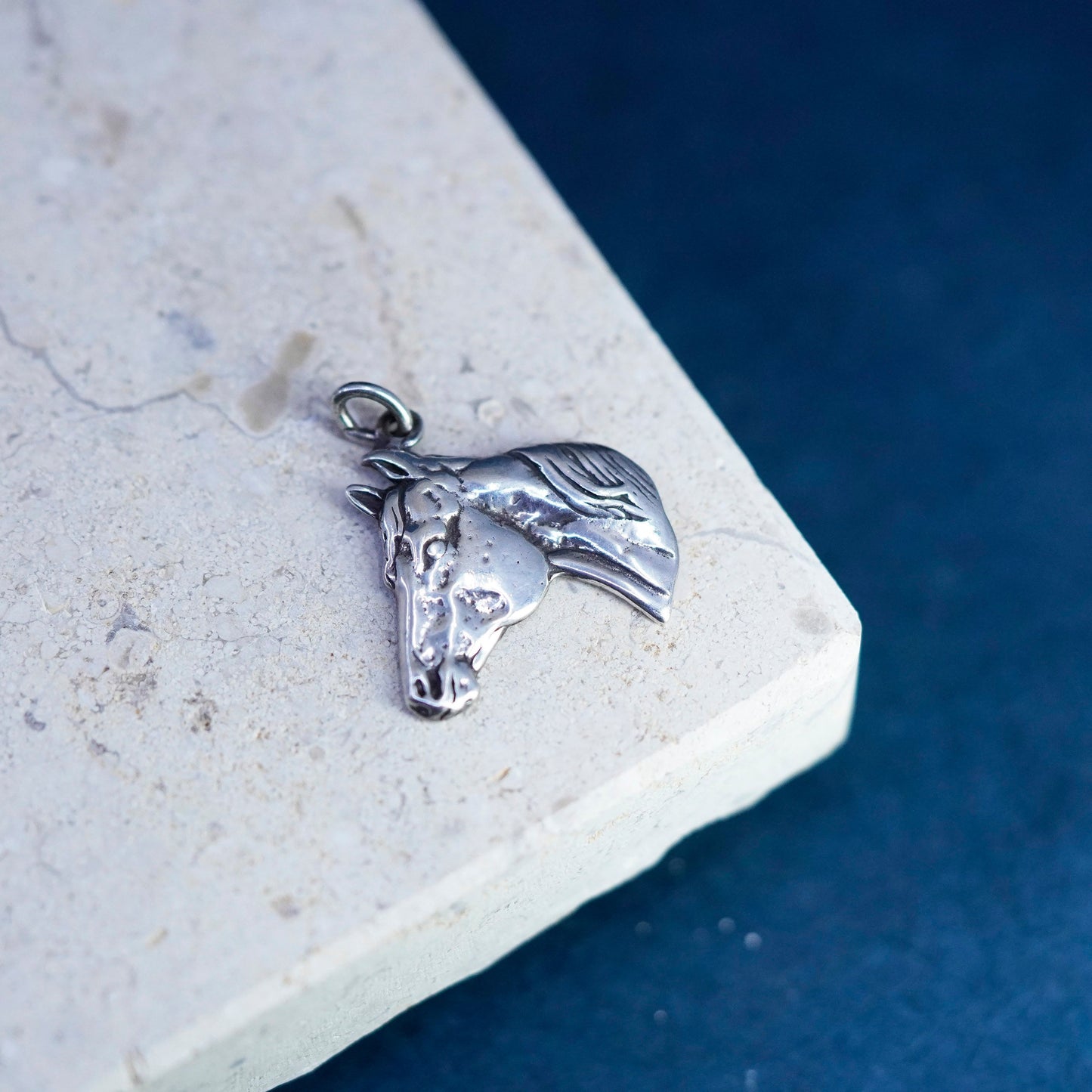 Vintage sterling silver handmade pendant, 925 horse charm