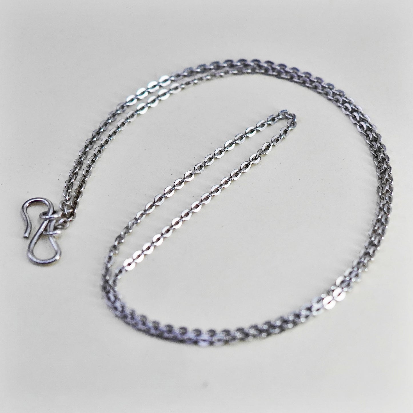 20”, 2mm, Vintage sterling silver flatten circle chain, Italy 925 necklace