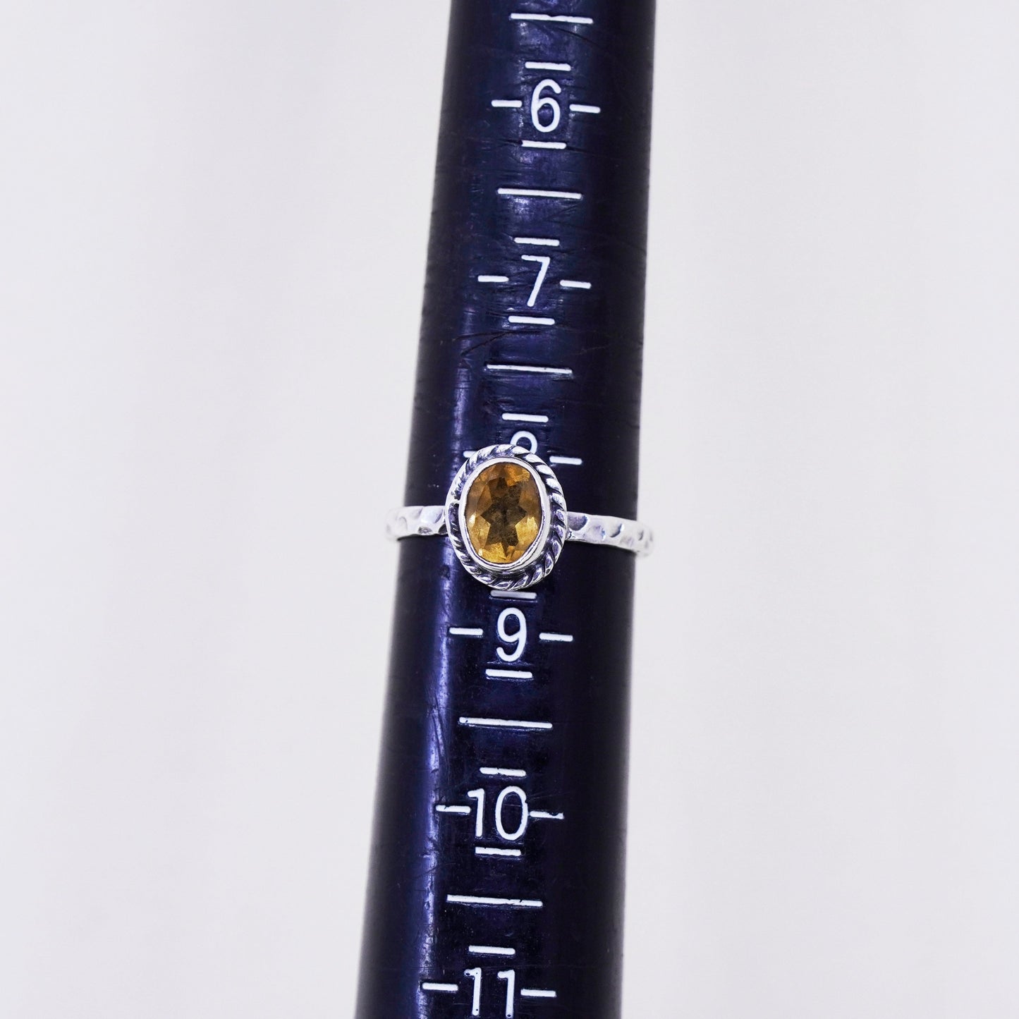 Size 8.25, vintage Sterling silver handmade ring, stackable 925 band citrine