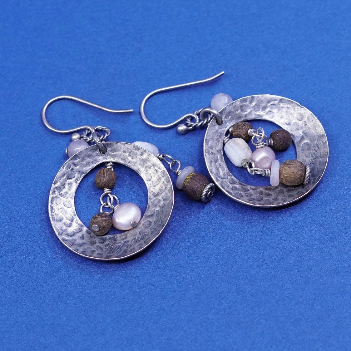 vtg Silpada Jewelry | Blush Grapes Pearl Rose Quartz CZ earrings, 925 circles