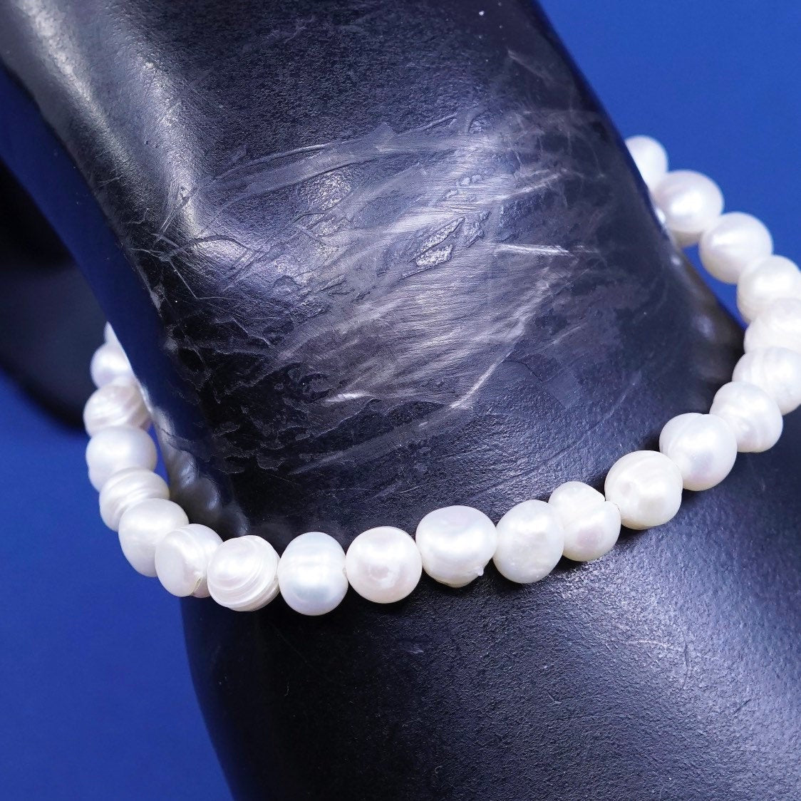 7", Sterling silver handmade bracelet, 925 clasp w/ freshwater pearl beads
