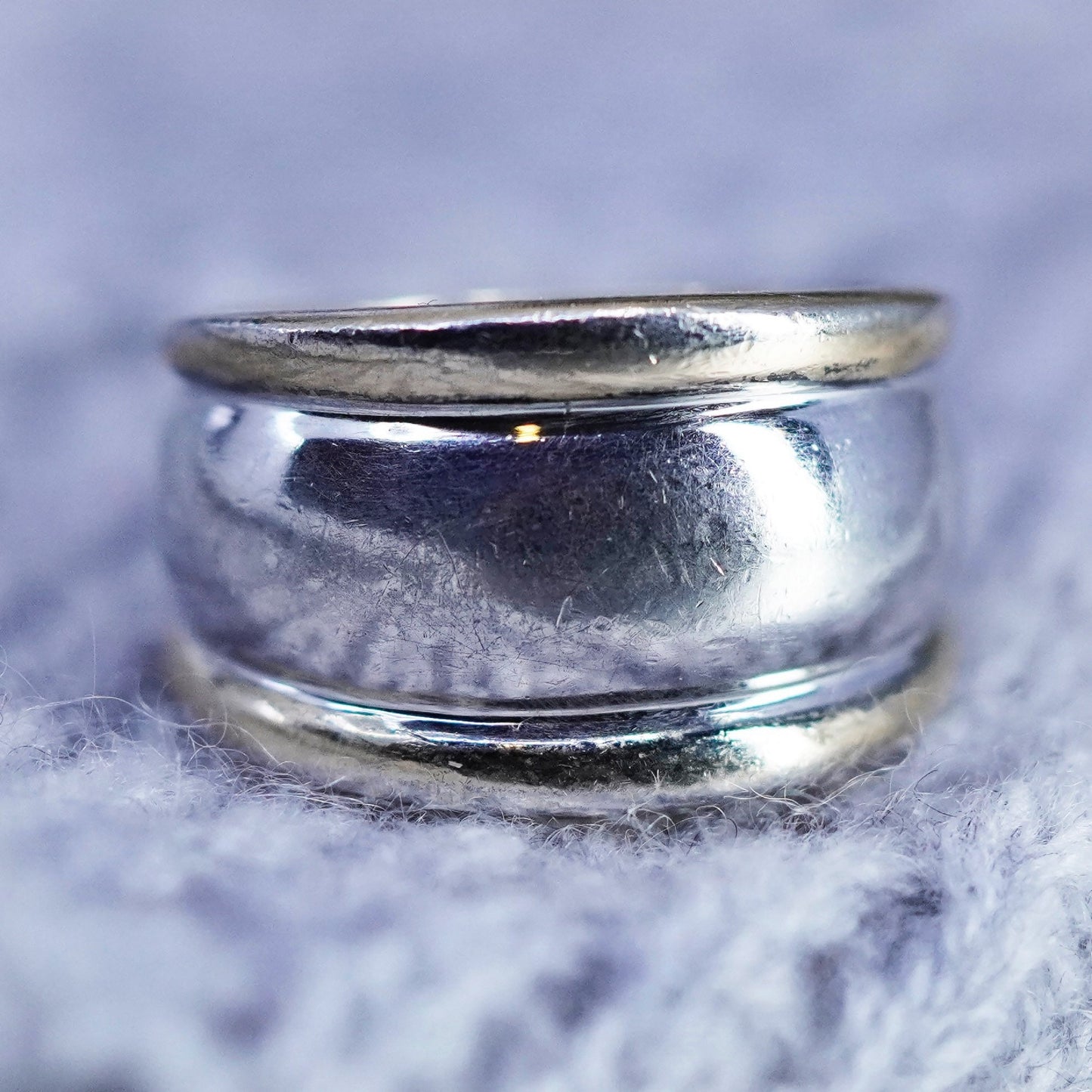 Size 8, vintage Seta Sterling 925 silver handmade ring, modern ribbed band