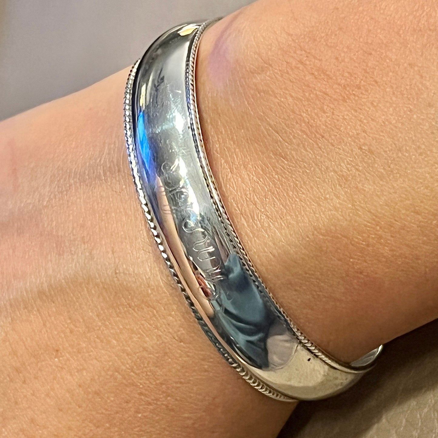 6”, southwestern Sterling silver bracelet, modern handmade 925 cuff cable