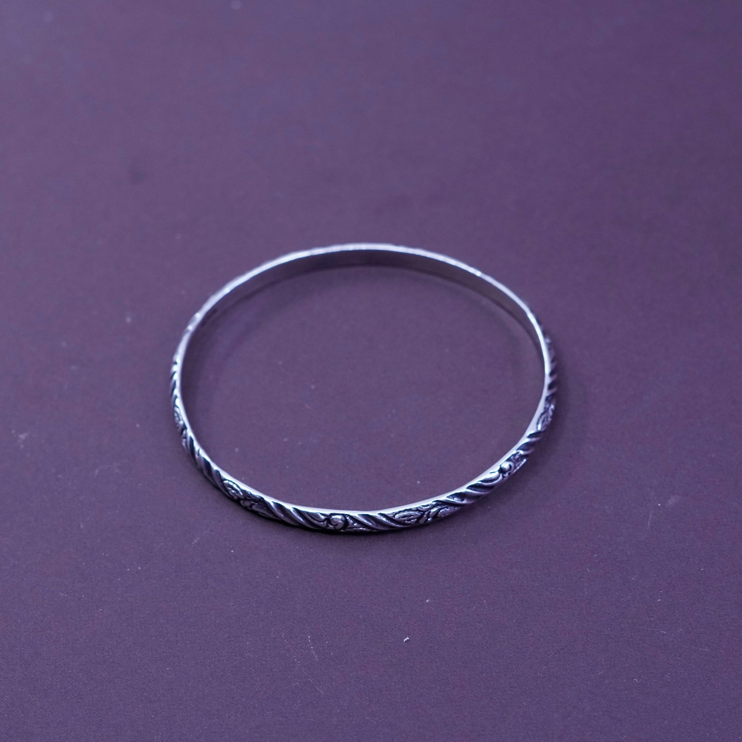 8”, vtg Coro Sterling silver handmade bracelet, 925 bangle with floral textured