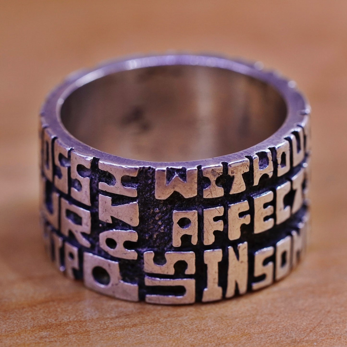 Size 6.75, FAK southwestern Sterling silver ring, 925 band No love, friendship