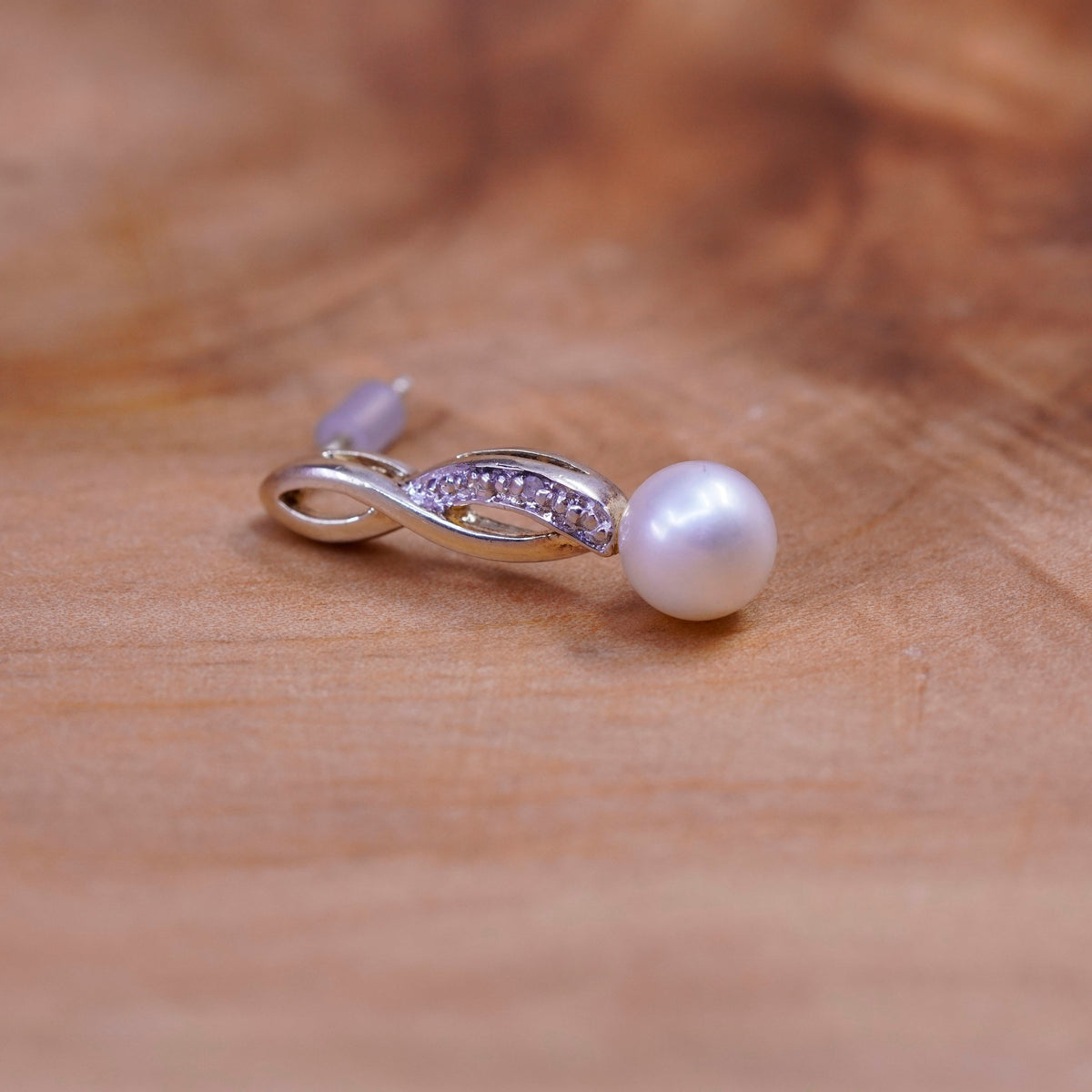 Vintage vermeil gold over Sterling 925 silver earrings with diamond and pearl
