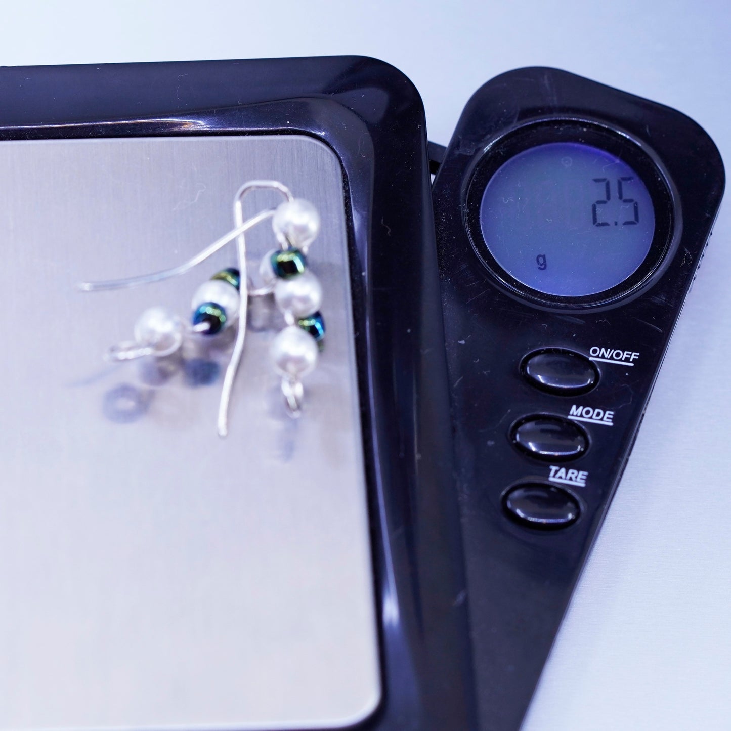 Vintage Sterling 925 silver handmade earrings with freshwater pearl