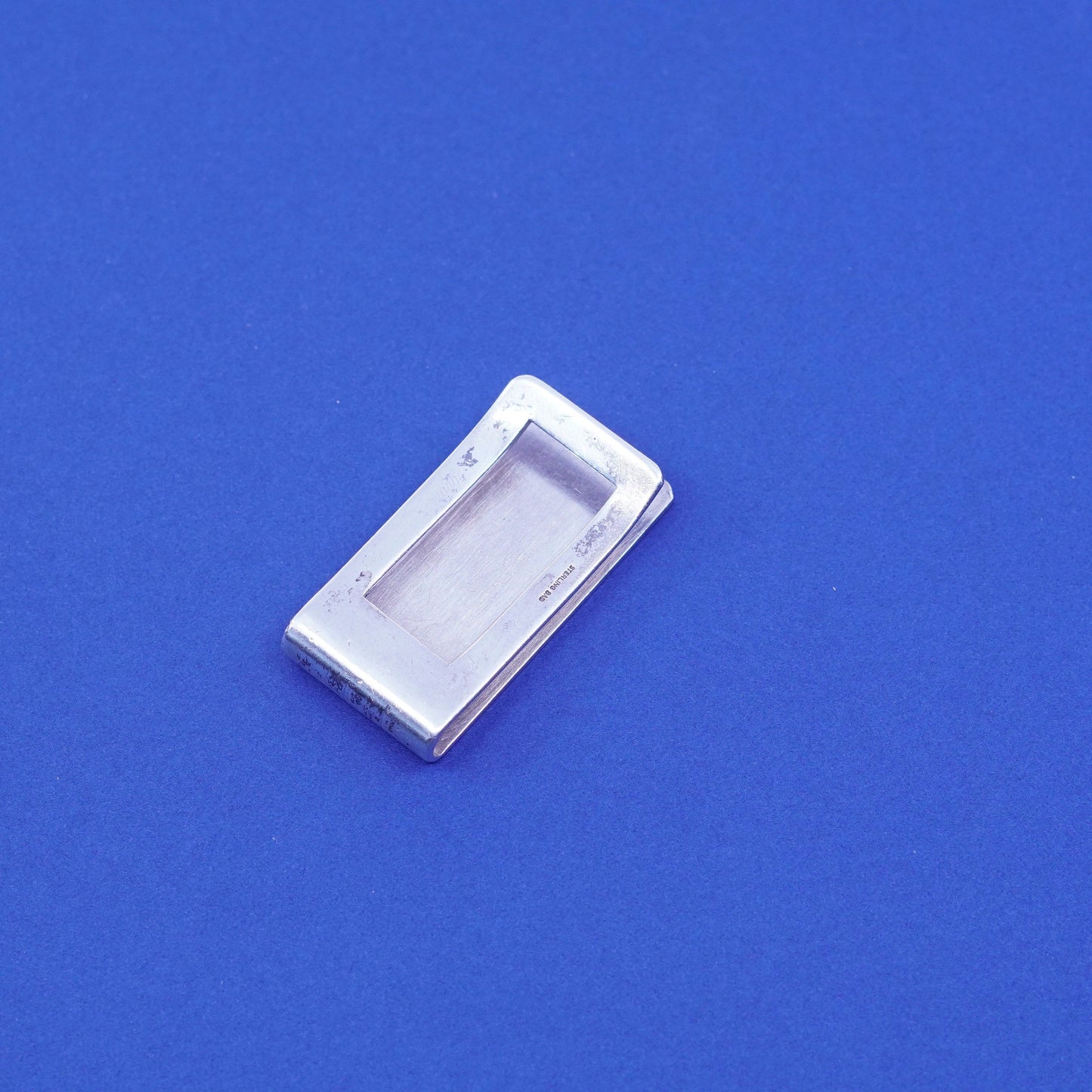Vintage sterling silver handmade tie clip, 925 money clip with pattern engraved