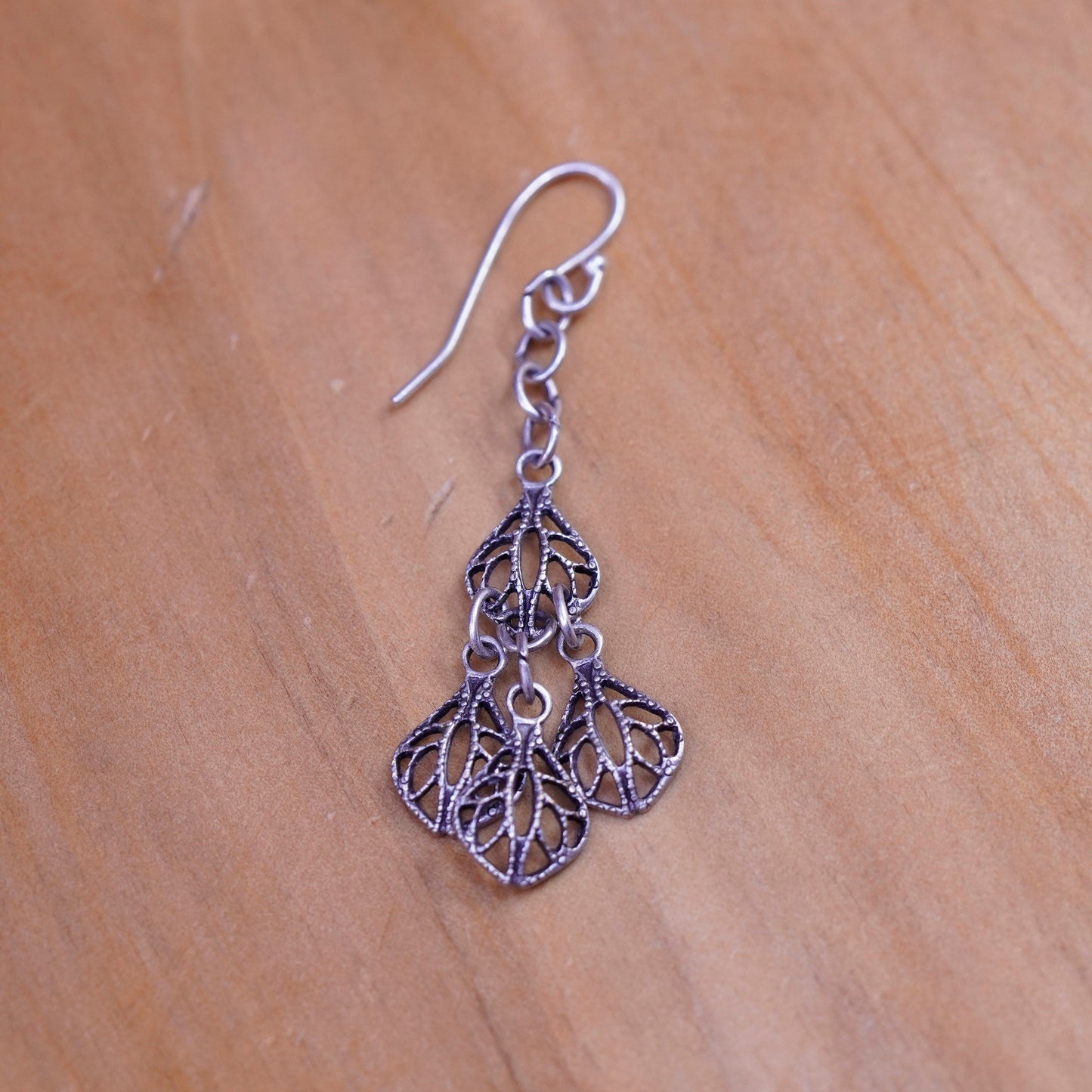 Vintage Sterling silver handmade earrings, 925 Filigree teardrops