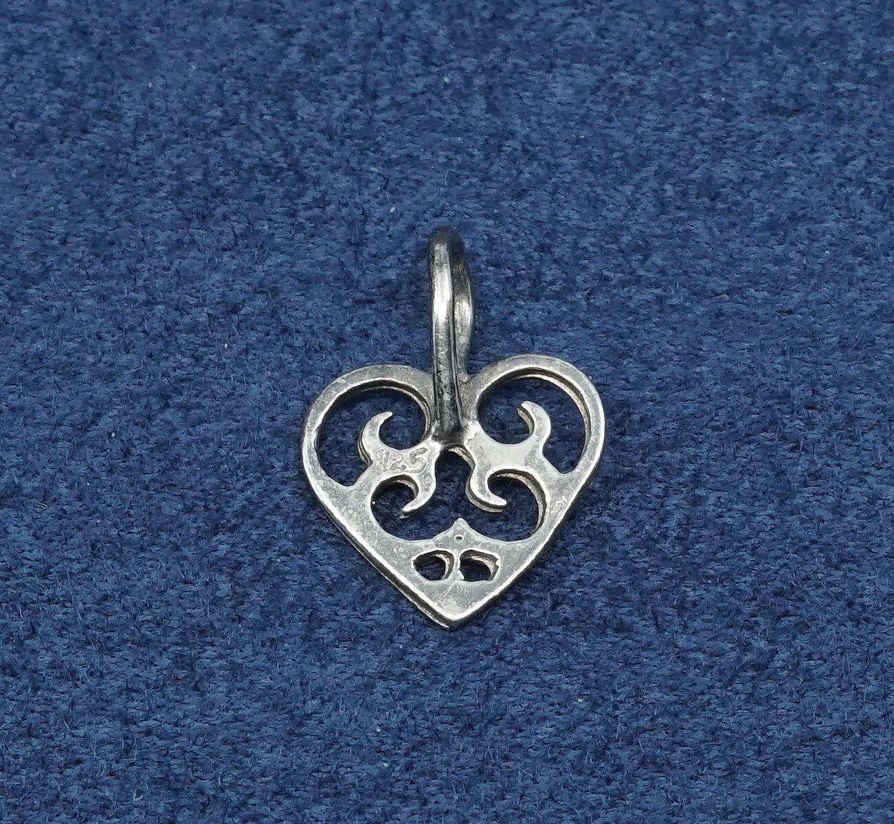vtg Sterling silver handmade pendant, 925 filigree heart