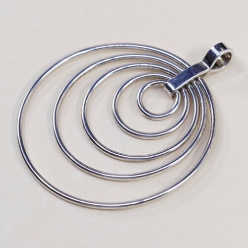 Vintage Sterling Silver Handmade Pendant, 925 Multi Circle Pendant