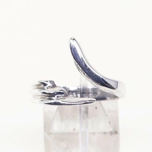 Size 7.25, Vtg Sterling Silver Handmade Ring, Mexico 925 Modern Minimalist Band