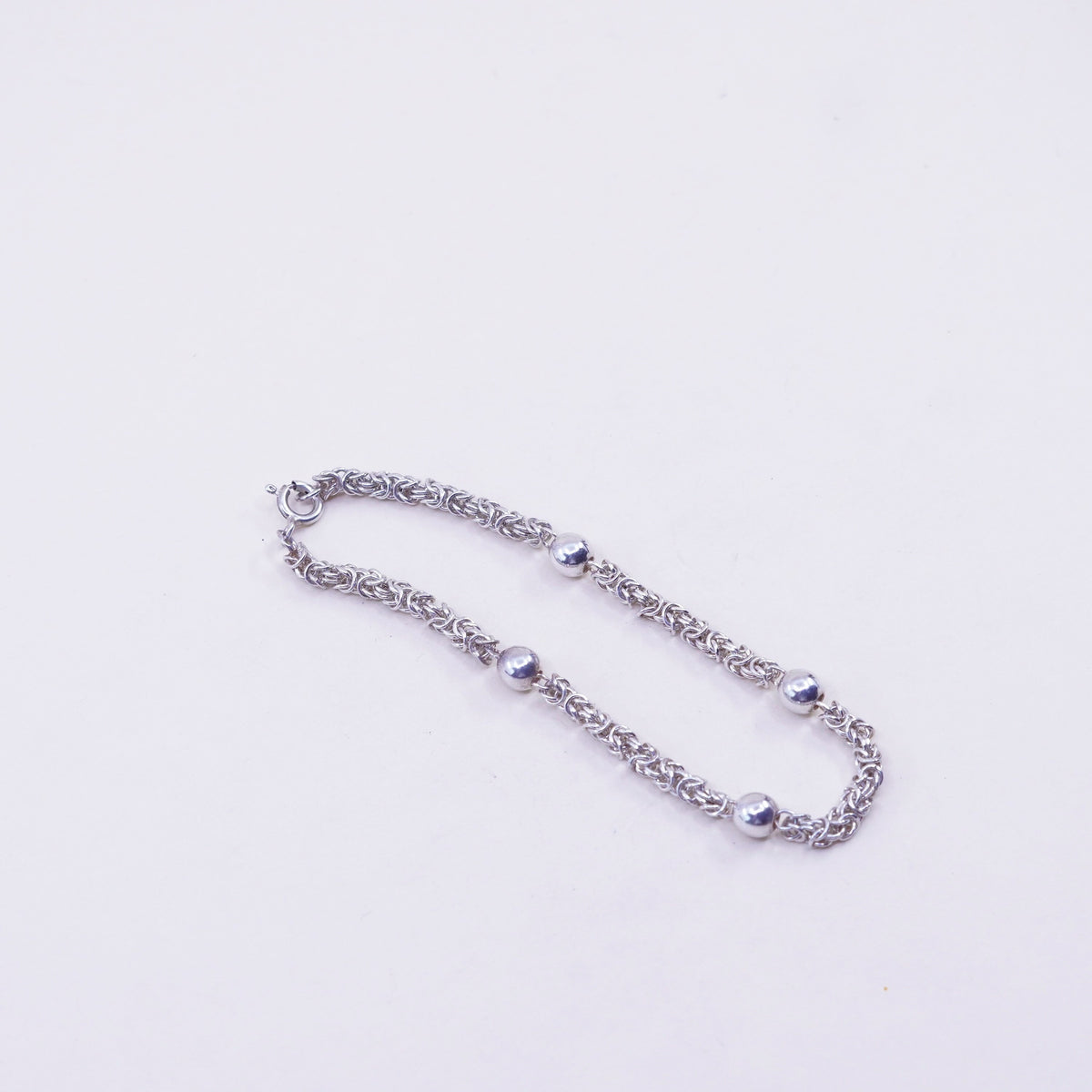 8”, vintage bold Sterling silver handmade bracelet, 925 Byzantine, birdcage