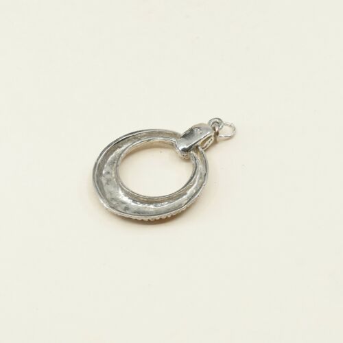 Vintage Sterling Silver Handmade Pendant, Circle Textured Pendant, Stamped 925
