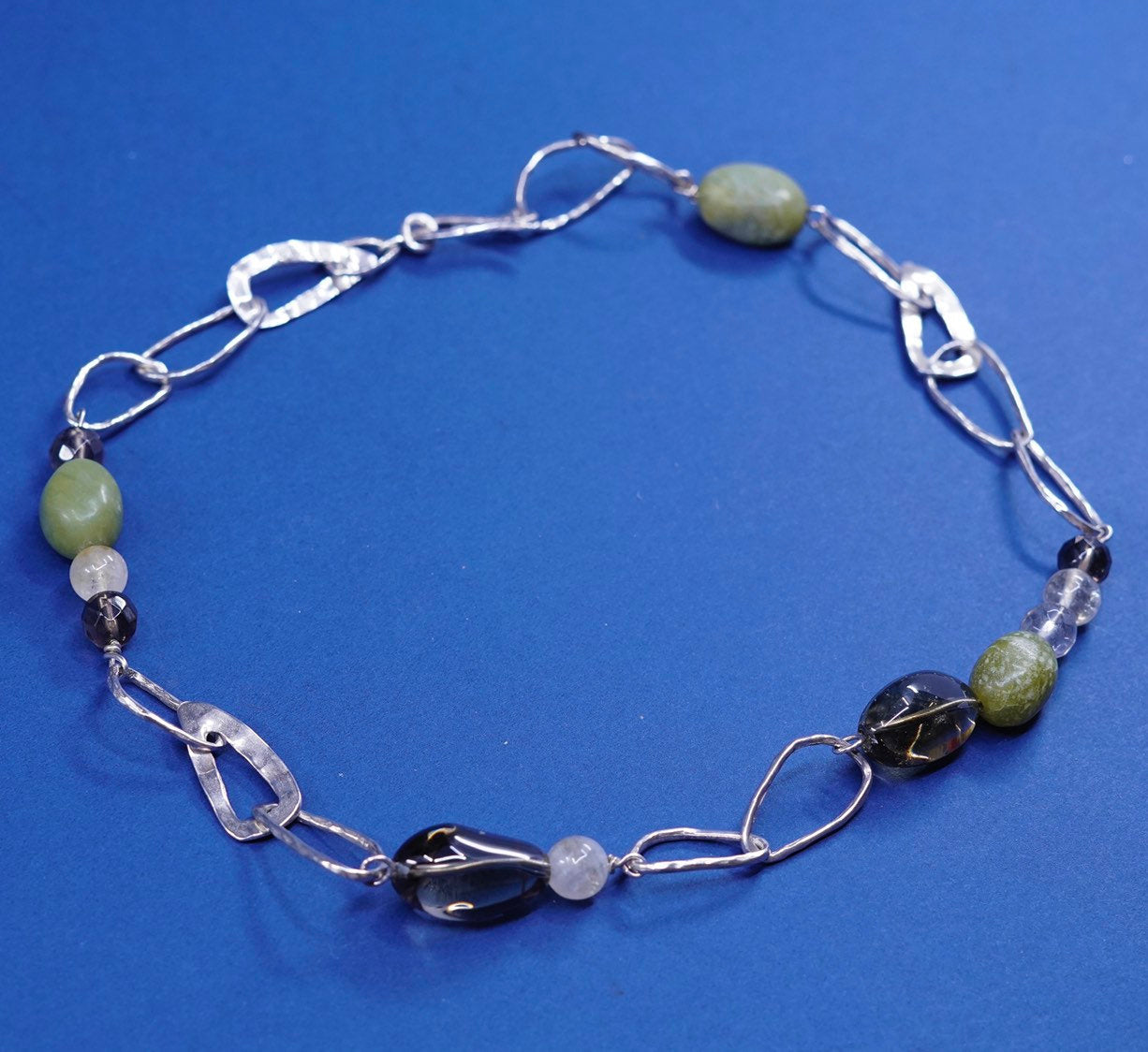 18" vtg Silpada Sterling Silver Necklace N1218 w/ Jade Smoky Quartz Citrine