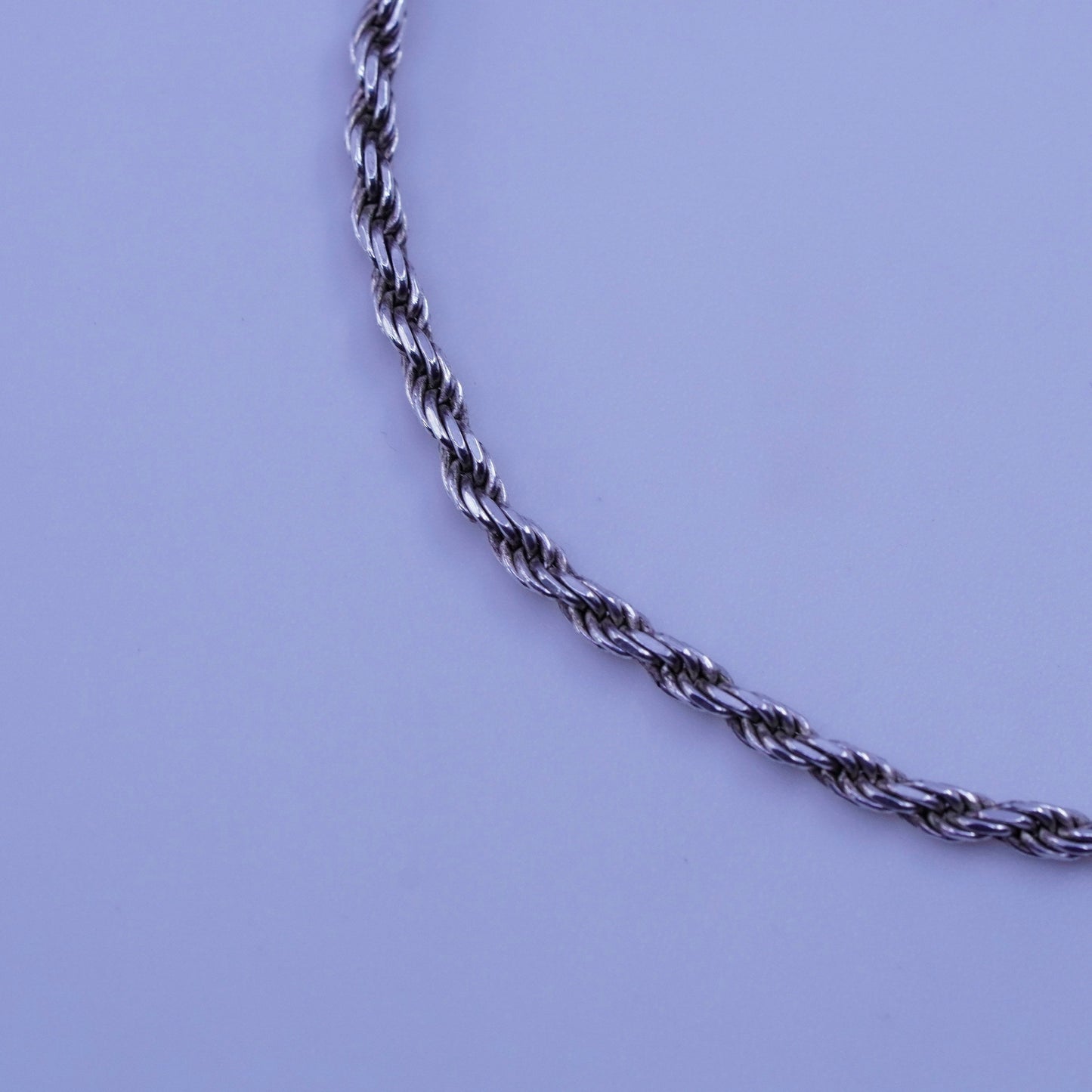 7”, 2mm, Vintage Italy Sterling 925 silver handmade bracelet, rope chain