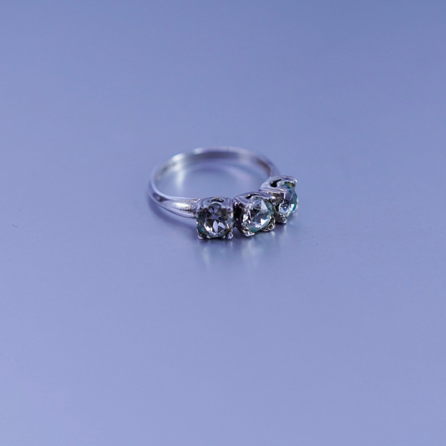 Size 7.5, vintage JJ Sterling 925 silver handmade band ring with cz