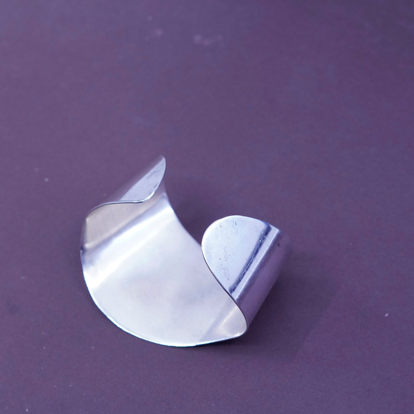 6”, Vintage Sterling silver handmade bracelet, modern 925 wide cuff