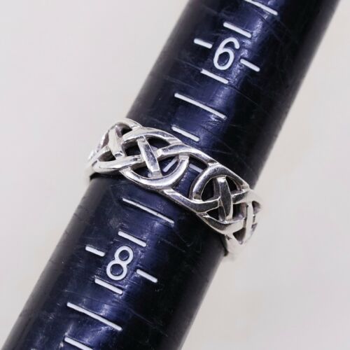 Size 7, Sterling solvar Silver Handmade Ring 925 Band W/ Filigree Woven Braid
