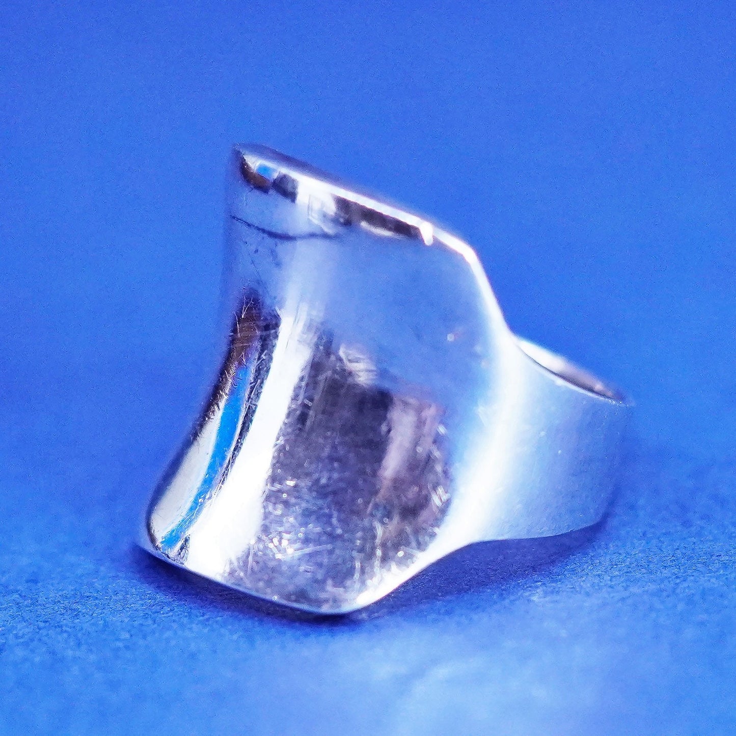 Size 7, vintage Sterling silver handmade ribbed ring, 925 statement band